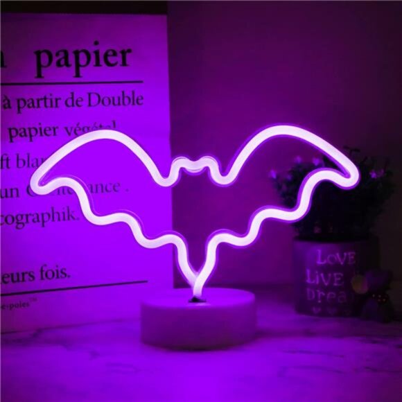 NEW Halloween LED Neon Purple Bat Light - Picture 3 of 5